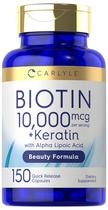 Suplemento Carlyle Biotina 10000mcg - 150 Cápsulas com Queratina