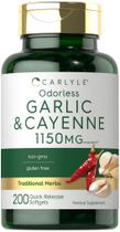 Suplemento Carlyle de alho inodoro e pimenta caiena 1150mg 200 cápsulas gelatinosas Suplemento Carlyle de alho inodoro e pimenta caiena 1150mg 200 cápsulas gelatinosas