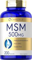 Suplemento Carlyle MSM 500 mg 200 cápsulas sem glúten transgênico