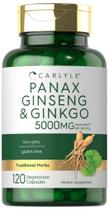 Suplemento Carlyle, Panax Ginseng Ginkgo Biloba 5.000 mg 120 Cápsulas Vegetarianas Fórmula Premium, Sem Glúten