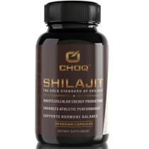 Suplemento CHOQ Shilajit 500 mg de cápsulas veganas com ácido fúlvico