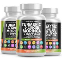 Suplemento Clean Nutraceuticals, cúrcuma, moringa, gengibre, pacote com 3 unidades