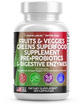 Suplemento Clean Nutraceuticals, frutas e vegetais, 120 cápsulas