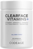 Suplemento Codeage Clearface, ácido pantotênico, niacina, 90 cápsulas Suplemento Codeage Clearface, ácido pantotênico, niacina, 90 cápsulas