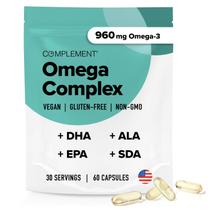 Suplemento complementar vegano Omega 3 960 mg DHA EPA SDA ALA