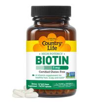 Suplemento Country Life Biotina 5 mg Vegicaps 120 unidades Suplemento Country Life Biotina 5 mg Vegicaps 120 unidades