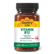 Suplemento Country Life de vitamina B12 com folato 500mcg