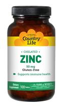 Suplemento Country Life de zinco quelado 50 mg 100 comprimidos Suplemento Country Life de zinco quelado 50 mg 100 comprimidos