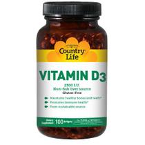 Suplemento Country Life Vitamin D3 100 cápsulas gelatinosas (pacote com 4)