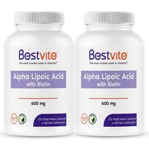 Suplemento de ácido alfa lipóico BESTVITE 600 mg com biotina 240 cápsulas Suplemento de ácido alfa lipóico BESTVITE 600 mg com biotina 240 cápsulas