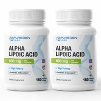 Suplemento de ácido alfa lipóico Puregen Labs 600 mg 360 cápsulas Suplemento de ácido alfa lipóico Puregen Labs 600 mg 360 cápsulas