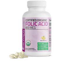 Suplemento de ácido fólico orgânico Bronson 800mcg 360 comprimidos