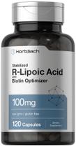 Suplemento de ácido R-Lipóico Horbaach 100 mg com biotina 120 cápsulas Suplemento de ácido R-Lipóico Horbaach 100 mg com biotina 120 cápsulas