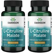 Suplemento de aminoácidos de malato de L-citrulina Swanson 750 mg, pacote com 2 unidades