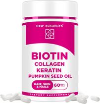 Suplemento de biotina 10000mcg com colágeno, queratina, óleo de abóbora