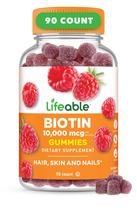 Suplemento de biotina Lifeable Gummies 10.000 mcg para cabelo, pele e unhas