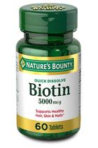 Suplemento de Biotina Nature's Bounty 5000mcg (60 Cápsulas) - Para Cabelo e Pele Suplemento de Biotina Nature's Bounty 5000mcg (60 Cápsulas) - Para Cabelo e Pele