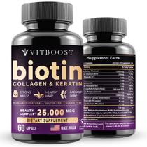 Suplemento de biotina VITBOOST com ácido hialurônico, colágeno 60 cápsulas