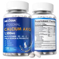 Suplemento de cálcio AKG Nextdia 1500 mg com vitamina D3 e K2 240 cápsulas gelatinosas