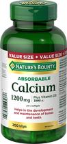 Suplemento de cálcio Nature's Bounty 1200 mg com vitamina D3 1000 IU