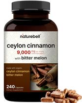 Suplemento de Canela Ceilão NatureBell - 9000mg - 240 Cápsulas