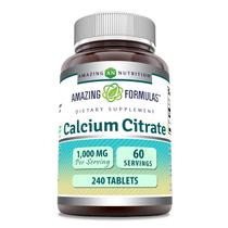 Suplemento de citrato de cálcio Amazing Formulas 1000 mg 240 comprimidos