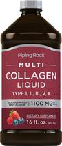 Suplemento de colágeno líquido Piping Rock 473 ml 1100 mg com vitamina C