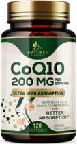 Suplemento de CoQ10 Nature's Nutrition 200 mg 120 cápsulas gelatinosas Suplemento de CoQ10 Nature's Nutrition 200 mg 120 cápsulas gelatinosas