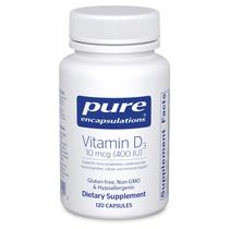 Suplemento de encapsulamentos puros de vitamina D3 10 mcg (400 UI) 120 cápsulas