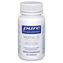 Suplemento de encapsulamentos puros de vitamina D3 25mcg (1.000 UI)