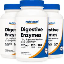 Suplemento de enzimas digestivas Nutricost 620mg 120 cápsulas x3