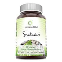 Suplemento de ervas Amazing India Shatavari 500 mg 120 cápsulas vegetarianas Suplemento de ervas Amazing India Shatavari 500 mg 120 cápsulas vegetarianas
