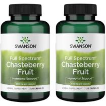 Suplemento de ervas Swanson Chasteberry Fruit 400 mg 120 cápsulas, 2 pacotes