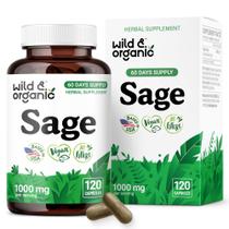 Suplemento de ervas Wild & Organic Sage 1000mg 120 cápsulas Suplemento de ervas Wild & Organic Sage 1000mg 120 cápsulas