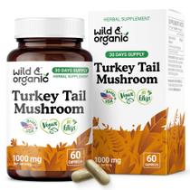 Suplemento de ervas Wild & Organic Turkey Tail 1000 mg 60 cápsulas