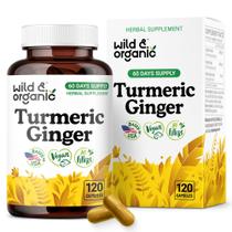 Suplemento de ervas Wild & Organic Turmeric Ginger 120 cápsulas