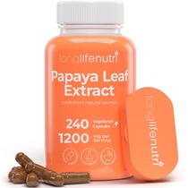 Suplemento de extrato de folha de mamão LonglifeNutri 1.200 mg 240 cápsulas Suplemento de extrato de folha de mamão LonglifeNutri 1.200 mg 240 cápsulas