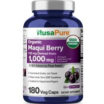 Suplemento de extrato orgânico de maqui Nusa Pure 1000 mg 180 cápsulas
