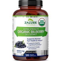Suplemento de extrato orgânico de mirtilo Zazzee USDA 6000mg