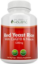 Suplemento de Fermento Vermelho de 1200mg com CoQ10 e Niacina - Fórmula Holística