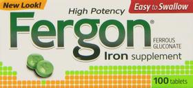 Suplemento de ferro: comprimidos Fergon, 100 unidades, pacote com 3