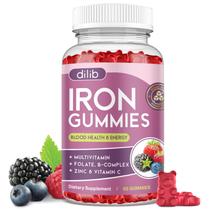 Suplemento de ferro Dilib Iron Gummies com multivitamínico 60 gomas Suplemento de ferro Dilib Iron Gummies com multivitamínico 60 gomas