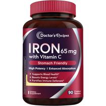Suplemento de ferro Doctor's Recipes 65 mg com vitamina C 90 comprimidos