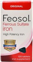 Suplemento de ferro Feosol Ferrous Sulfate 120 comprimidos