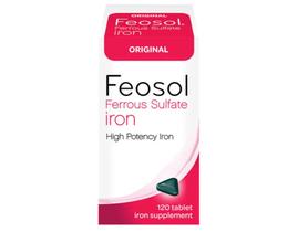 Suplemento de ferro Feosol Original Ferroso Sulfato Ferroso 120 Comprimidos