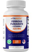 Suplemento de ferro Fumarato Ferroso Vitamático 325 mg + Vitamina C 120 comprimidos