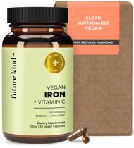 Suplemento de ferro Future Kind Vegan com fornecimento de vitamina C para 30 dias