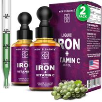 Suplemento de ferro líquido New Elements com 18 mg de ferro e 50 mg de vitamina C