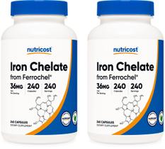 Suplemento de ferro Nutricost Quelated Ferrochel 36mg 240 cápsulas Suplemento de ferro Nutricost Quelated Ferrochel 36mg 240 cápsulas