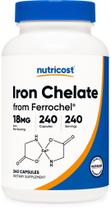Suplemento de ferro Nutricost Quelated Iron 18mg 240 cápsulas